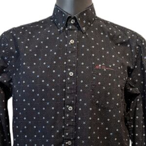 BEN Sherman navy blue pattern button down shirt large